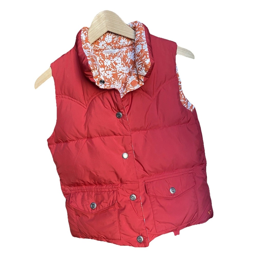 Vintage American Eagle Size Small Down Filled Puffer Vest Red Winter Pockets EUC
